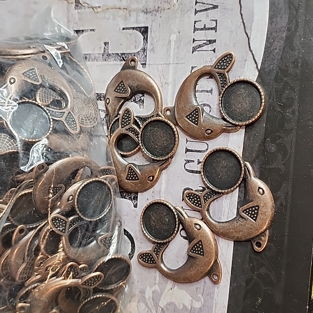 88 🐬 Dolphin jewelry making trays bronze toned